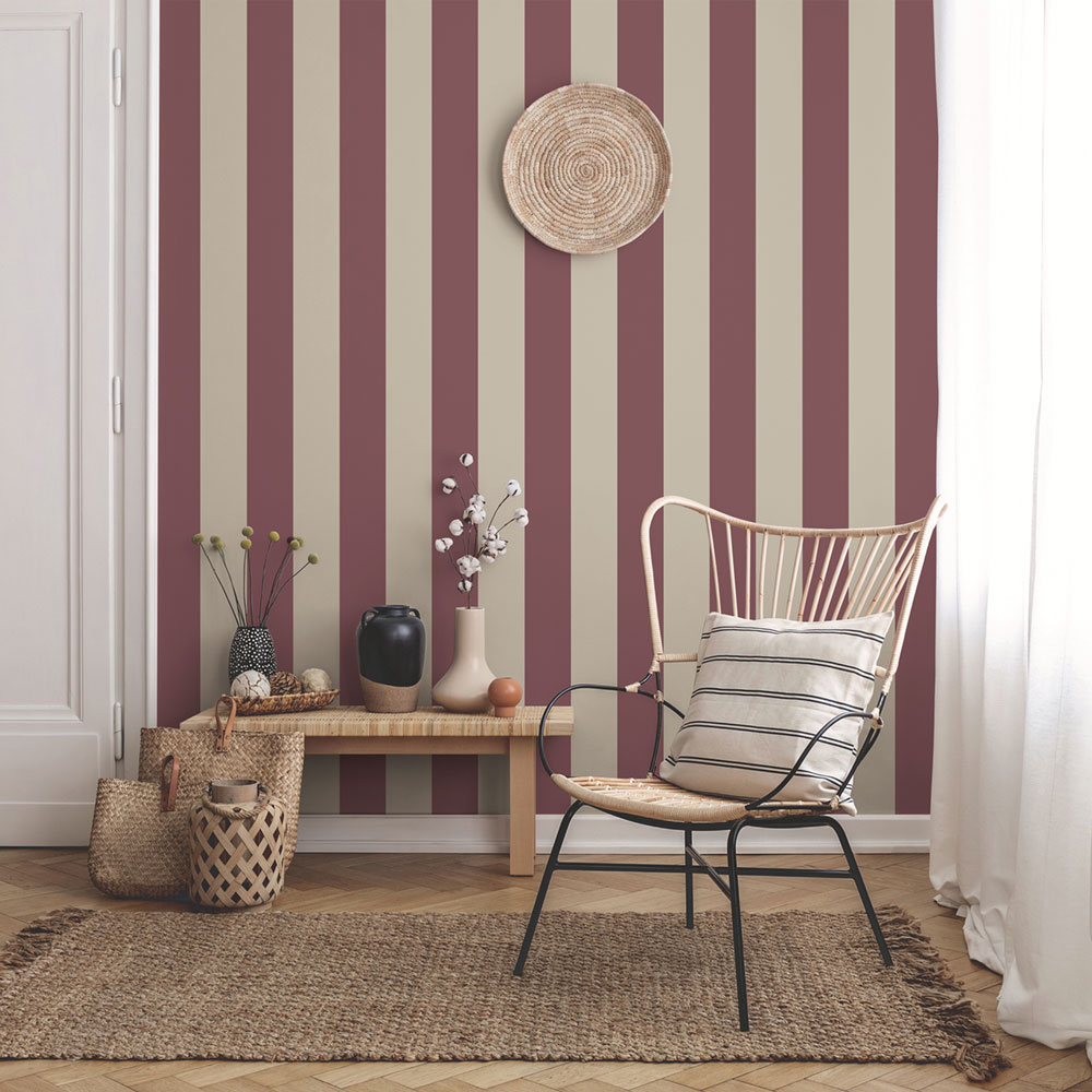 Vliestapete, rot-beige, Streifen,  9814-7, Essential Stripes, ICH Wallcoverings