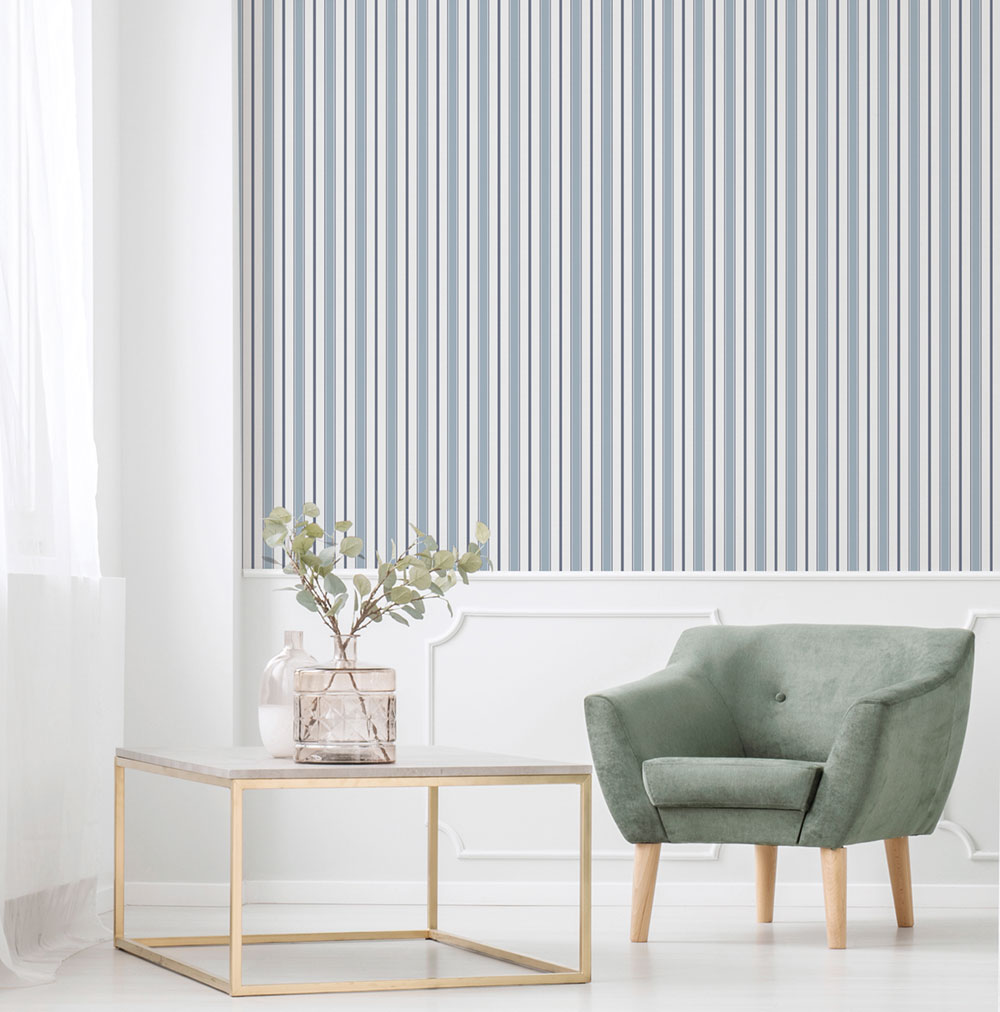 Vliestapete, blau, Streifen,  9816-2, Essential Stripes, ICH Wallcoverings