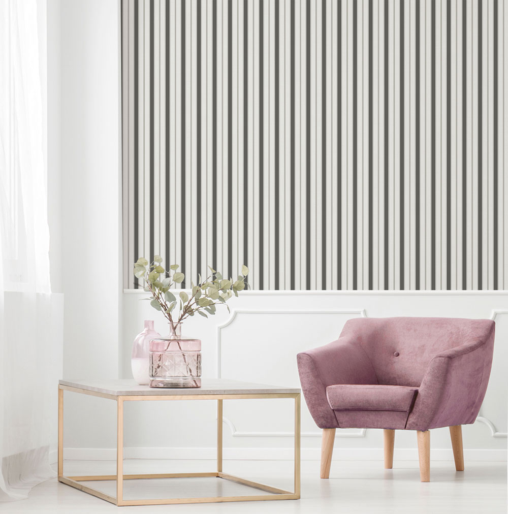 Vliestapete, grau-schwarz, Streifen,  9816-4, Essential Stripes, ICH Wallcoverings