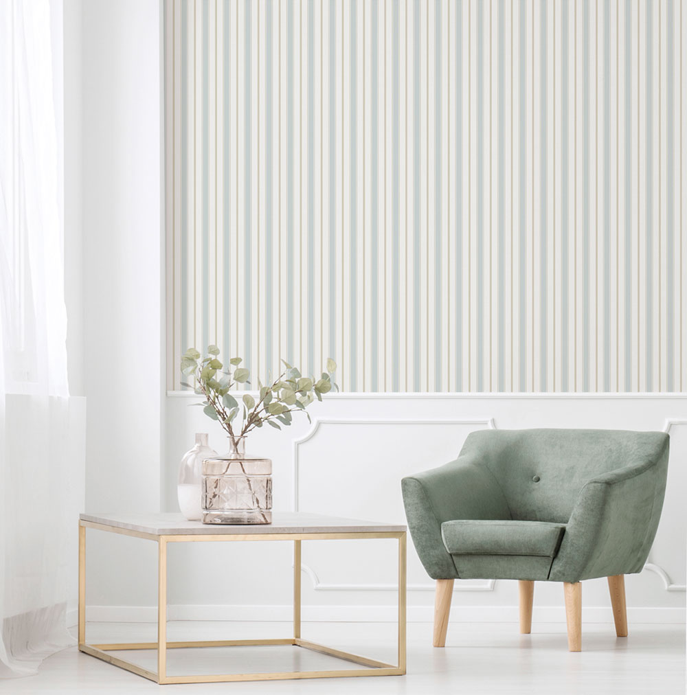 Vliestapete, blau-beige, Streifen,  9816-5, Essential Stripes, ICH Wallcoverings
