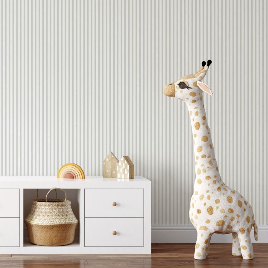 Vliestapete, grau-weiß, Streifen,  9817-3, Essential Stripes, ICH Wallcoverings