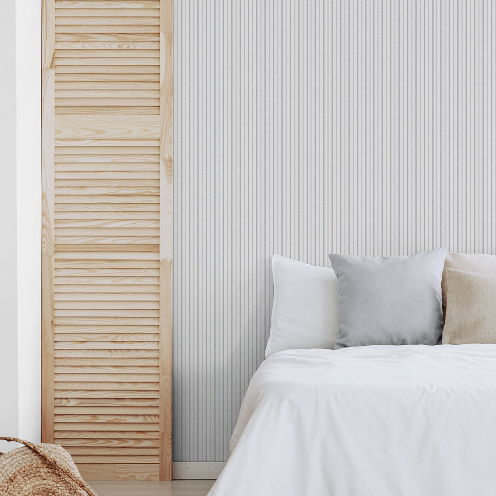 Vliestapete, blau-weiß, Streifen,  9818-1, Essential Stripes, ICH Wallcoverings
