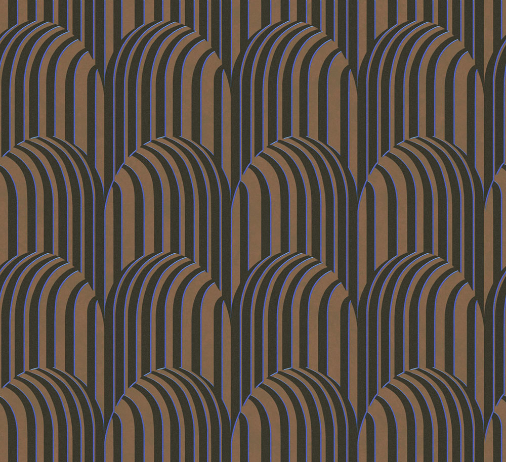 3D geometrická Vliestapete,  braun-schwarz, ROC304, Rock, Masureel