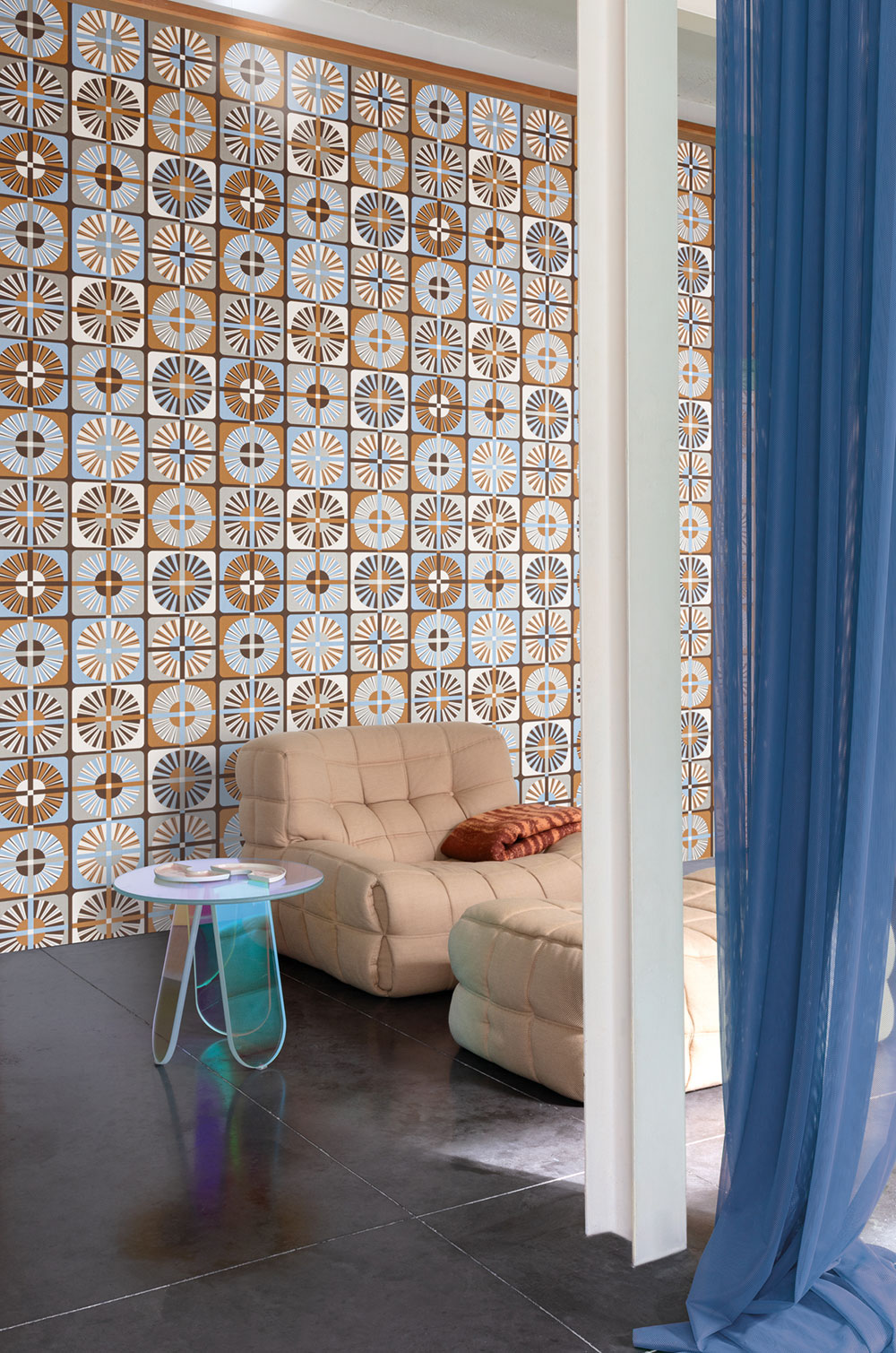 Vliestapete, grau-beige,  retro, ROC401, Rock, Masureel