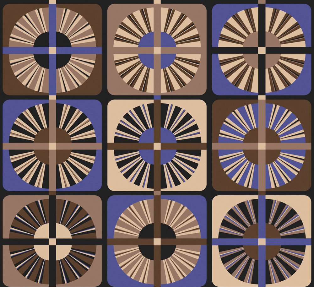 Vliestapete, braun-blau,  retro, ROC404, Rock, Masureel