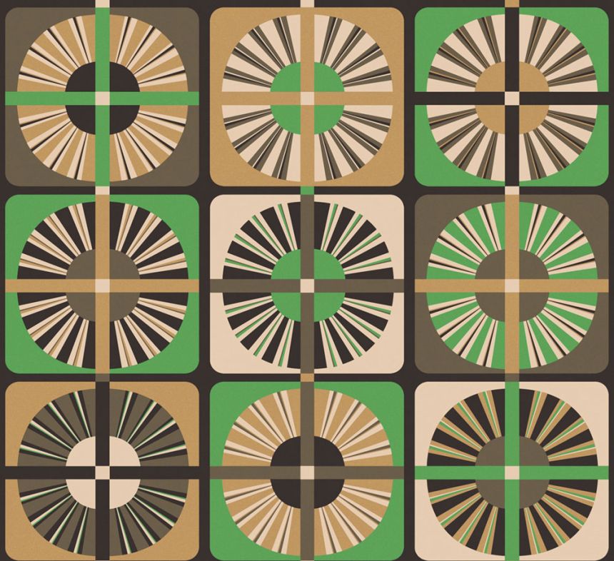 Vliestapete, grün-beige, retro, ROC405, Rock, Masureel