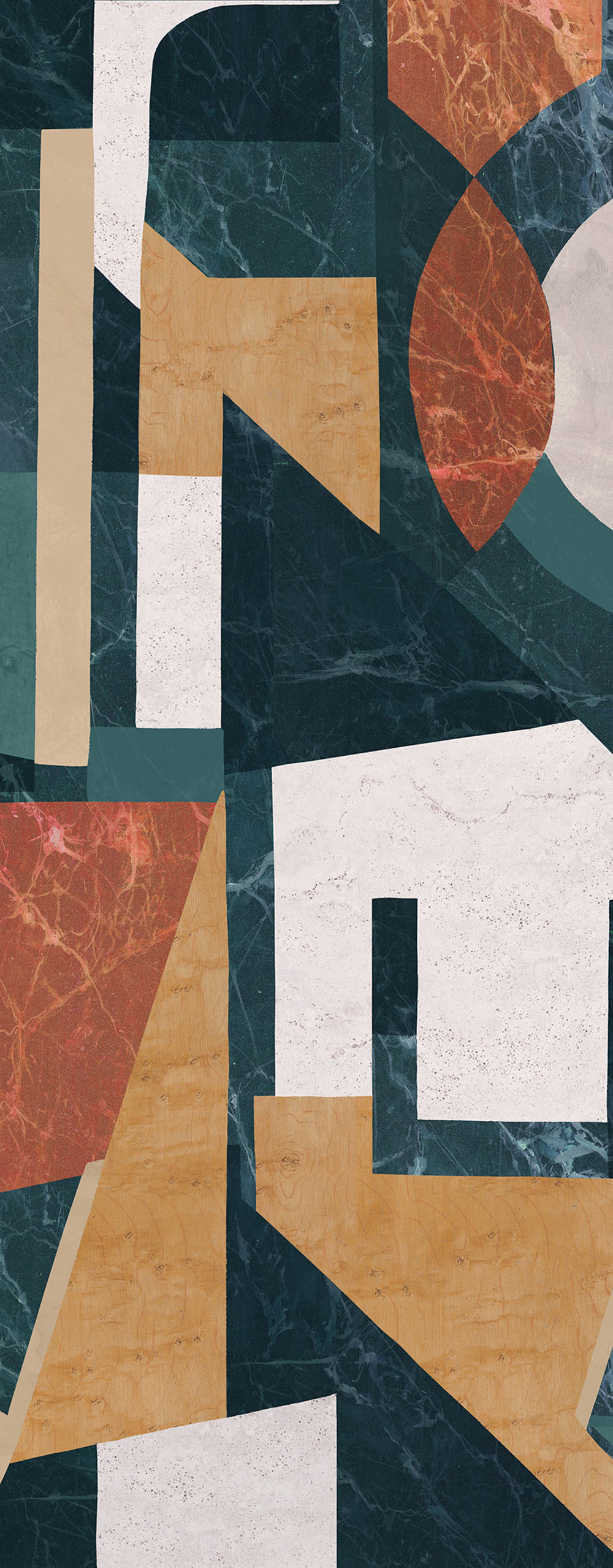 Grafische Fototapete, grün-braun, DGROC1022-300, Rock, Masureel