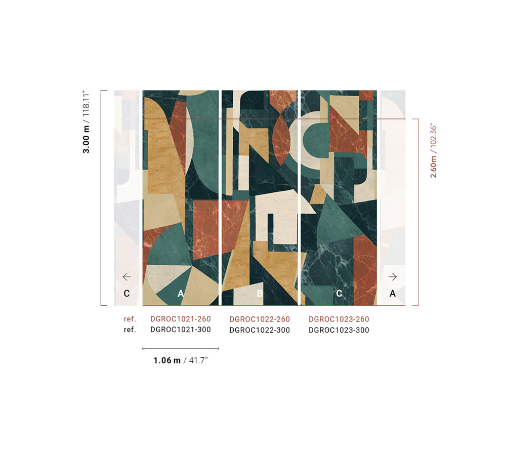 Grafische Fototapete, grün-braun, DGROC1023-300, Rock, Masureel