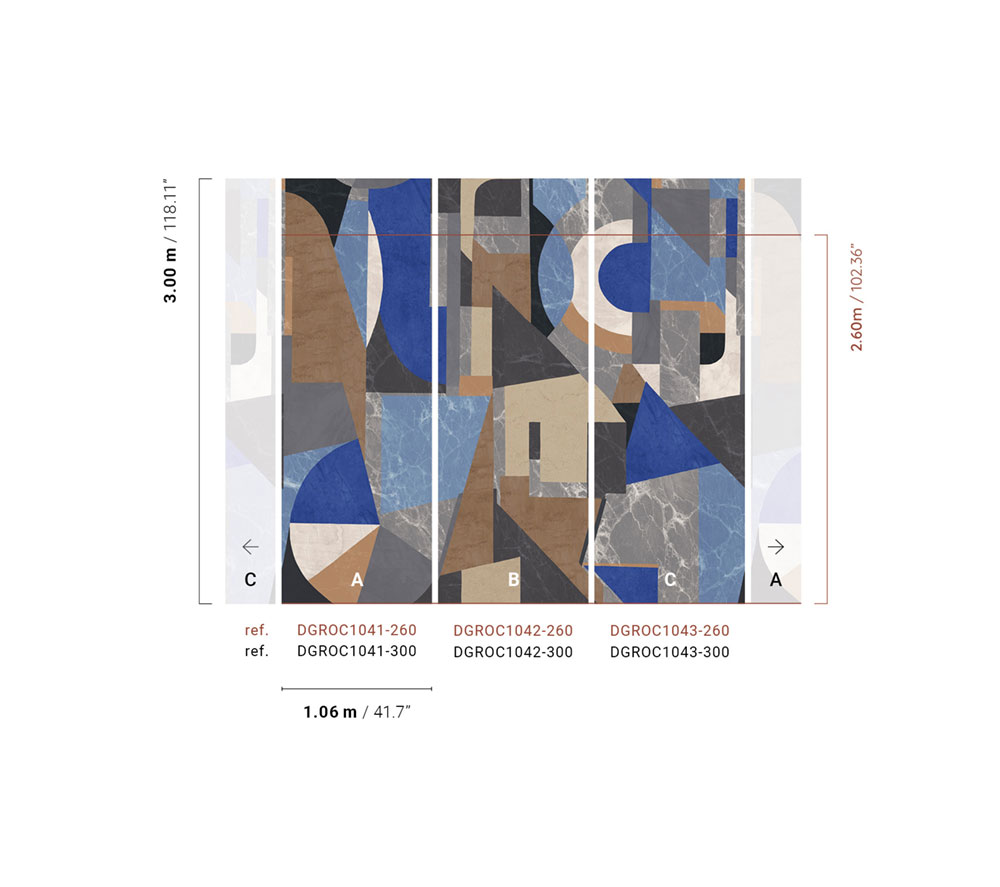 Grafische Fototapete, blau, DGROC1042-300, Rock, Masureel