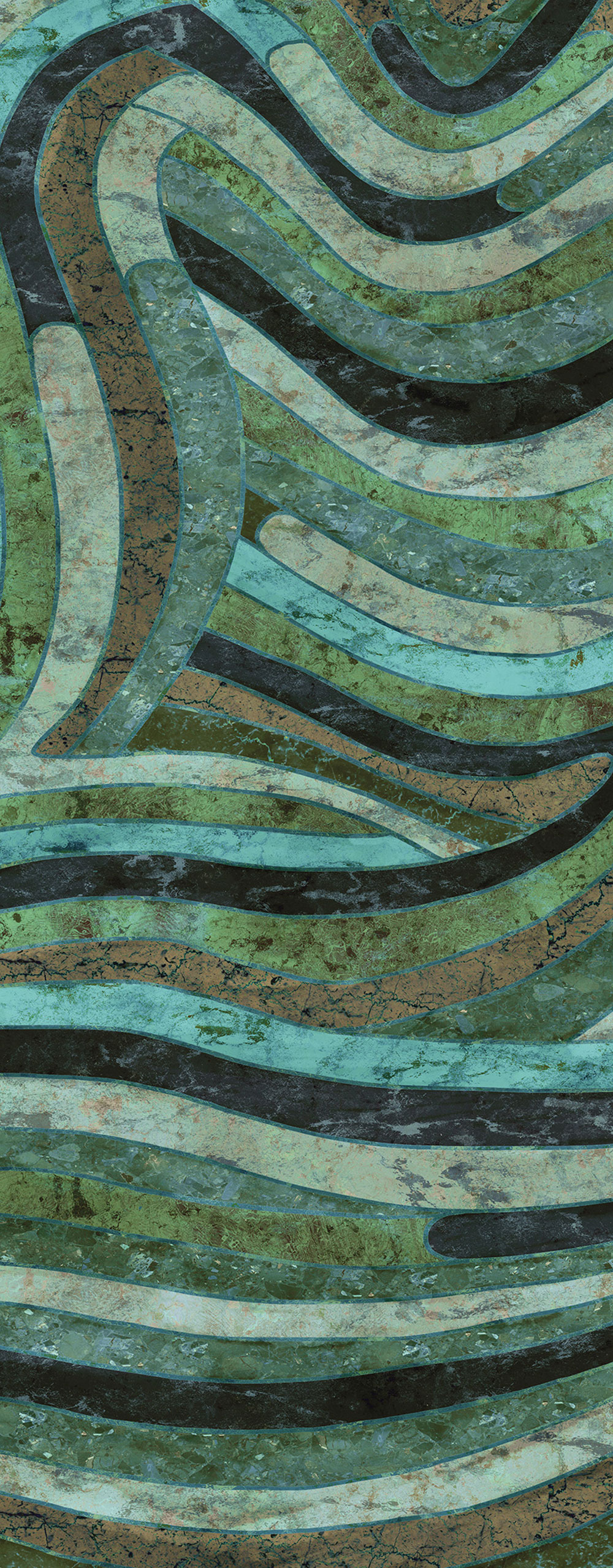 Geometrische Fototapete, grün, DGROC2023-260, Rock, Masureel