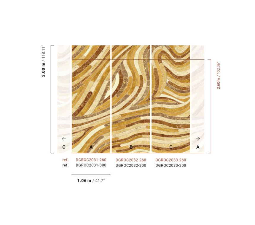 Geometrische Fototapete, gelbbraun, DGROC2031-260, Rock, Masureel
