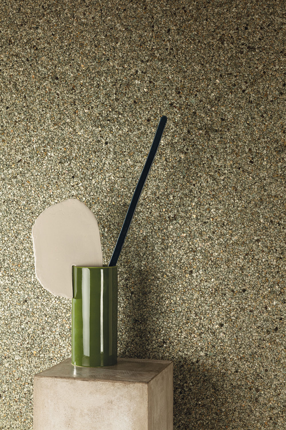 Vliestapete, grün, kleine Steine, INT503, Rock, Masureel