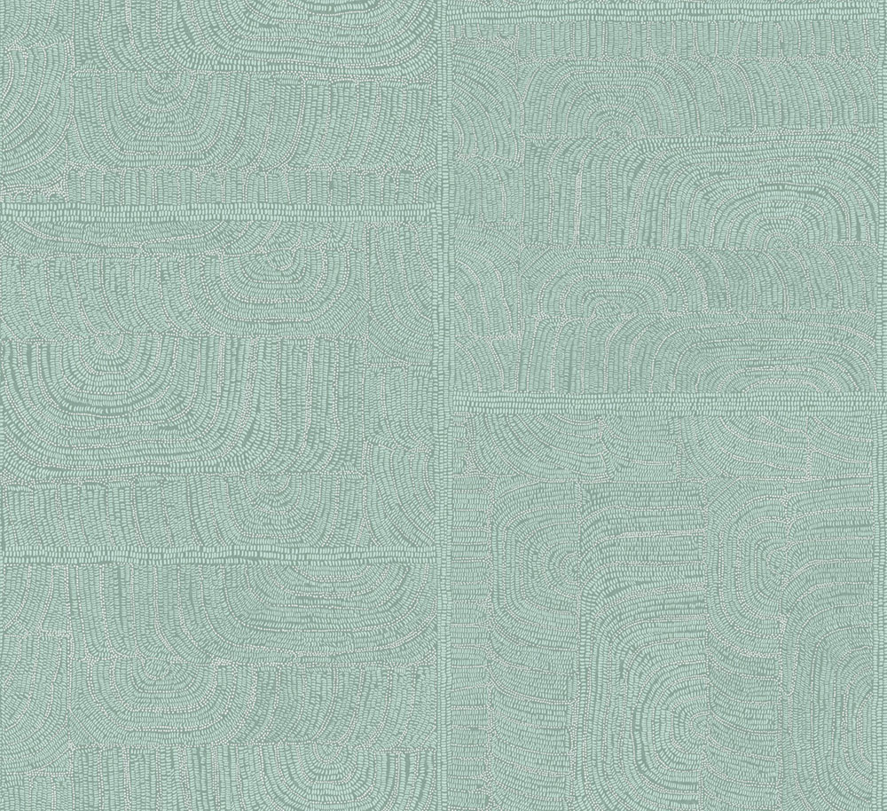 Geometrische Vliestapete, Ethnomuster, grün, TER501, Terra, Masureel