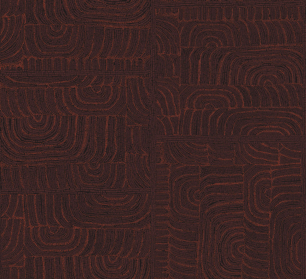 Geometrische Vliestapete, Ethnomuster, braun-rot, TER502, Terra, Masureel