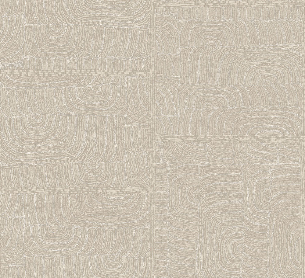 Geometrische Vliestapete, Ethnomuster, beige, TER504, Terra, Masureel