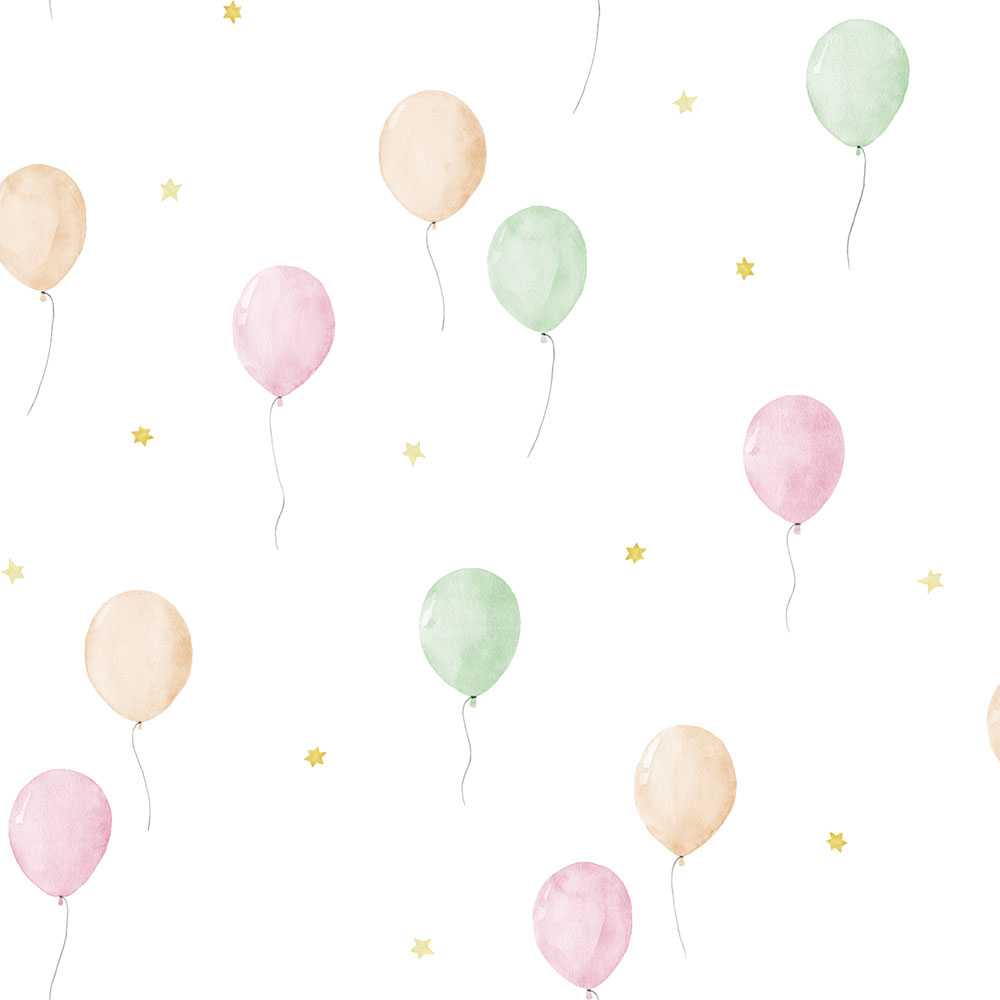 Kindertapete mit Luftballons und Sternen, 970-1, Mika,  ICH Wallcoverings