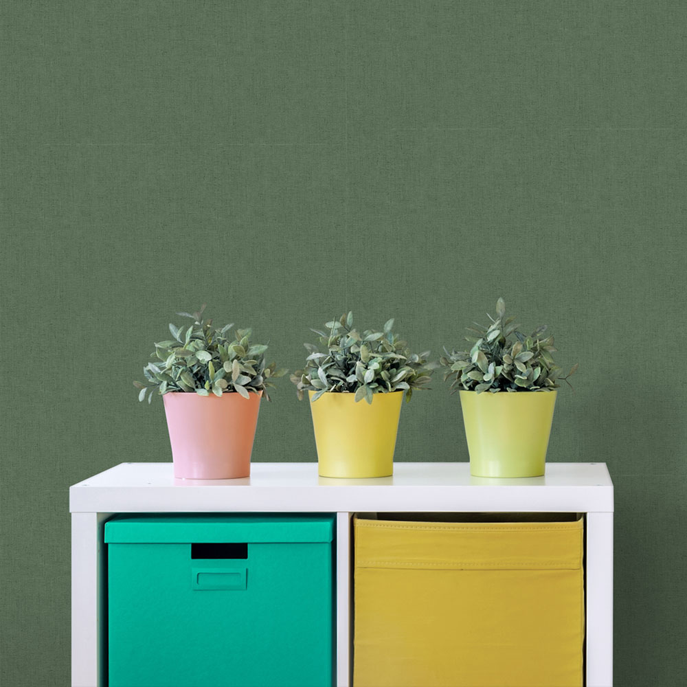 Grüne Vliestapete, Stoffimitat, M1057-7, Mika,  ICH Wallcoverings