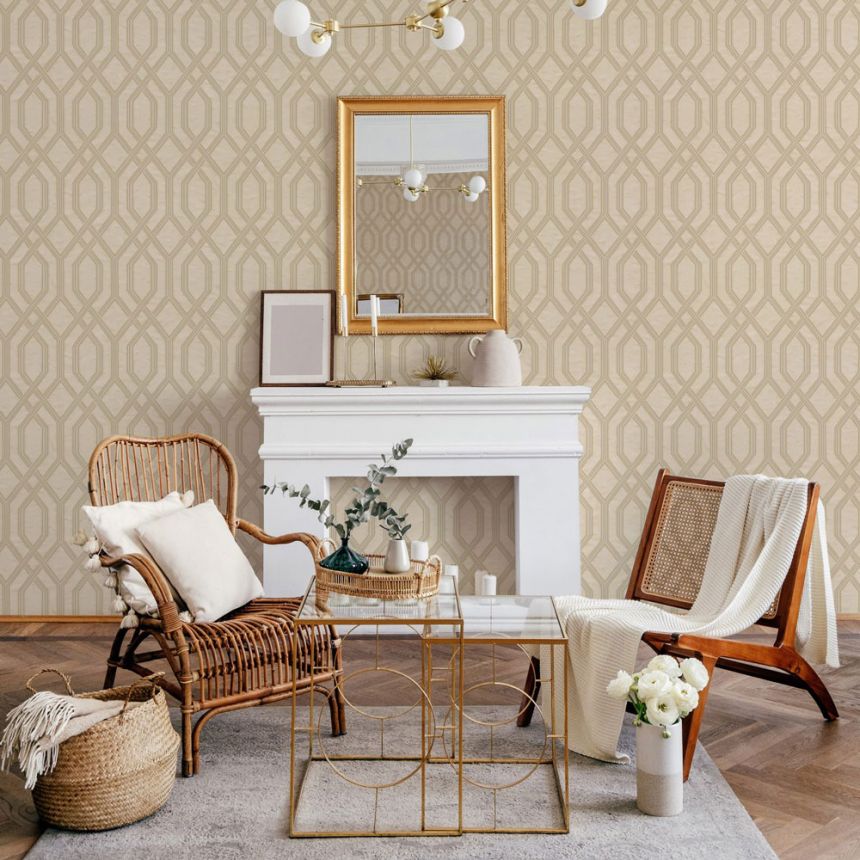Geometrische Vliestapete, beige, 1502-2, Vera, AdaWall