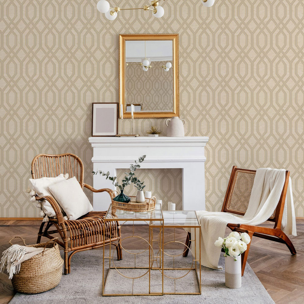 Geometrische Vliestapete, beige, 1502-2, Vera, AdaWall