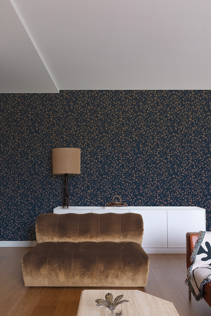 Blau-bronzefarbene Vliestapete mit Zweigen, A71404, Vavex 2026