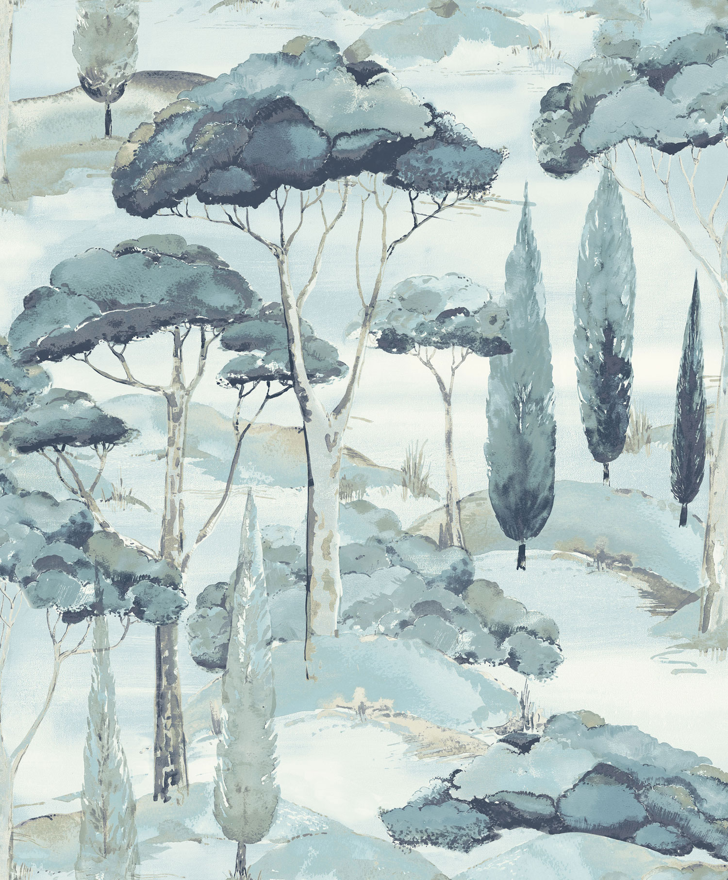 Blaue Vliestapete, Natur, Bäume, A69203, Arcadia, Grandeco