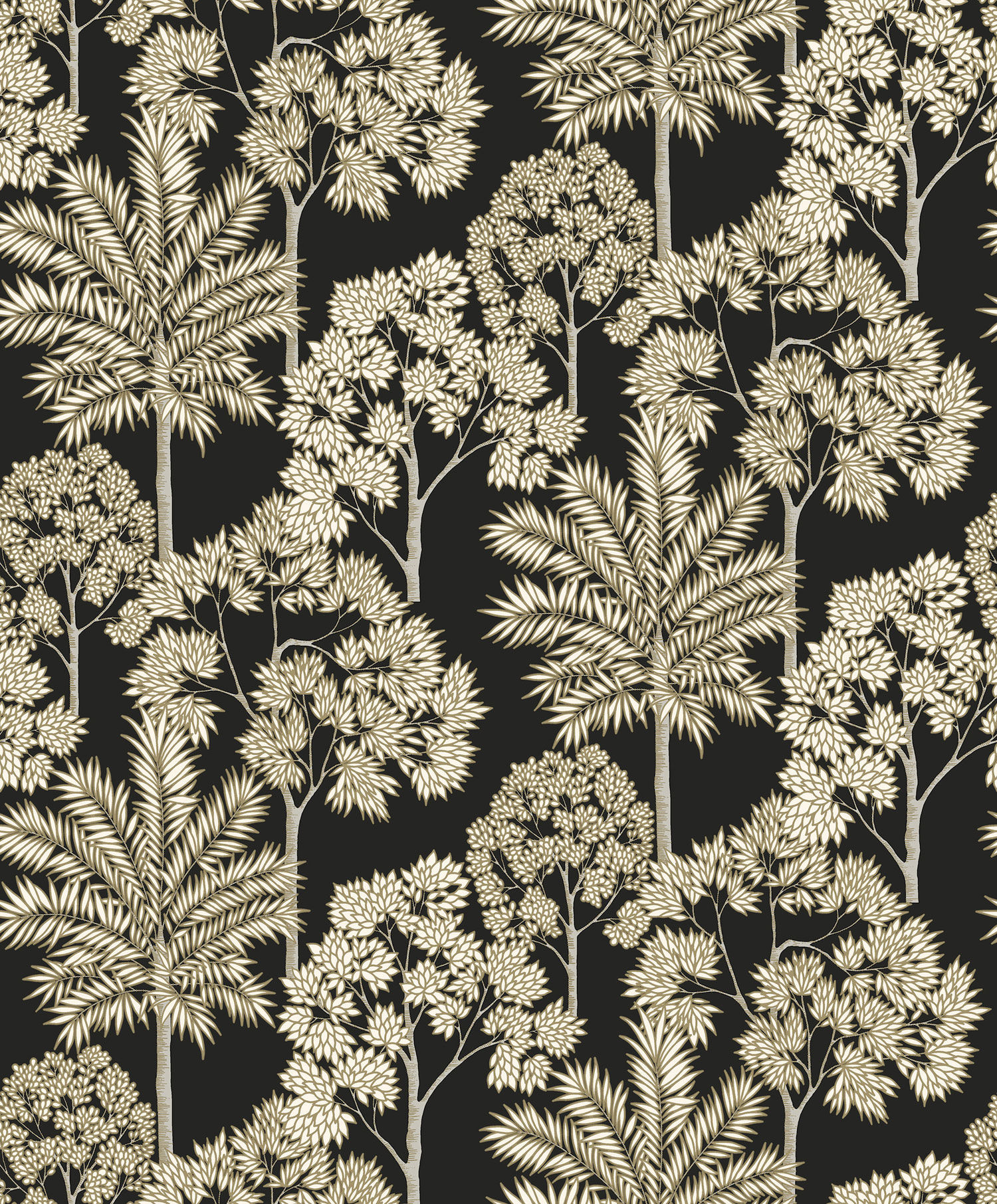 Schwarze Vliestapete, Bäume, A71302, Arcadia, Grandeco