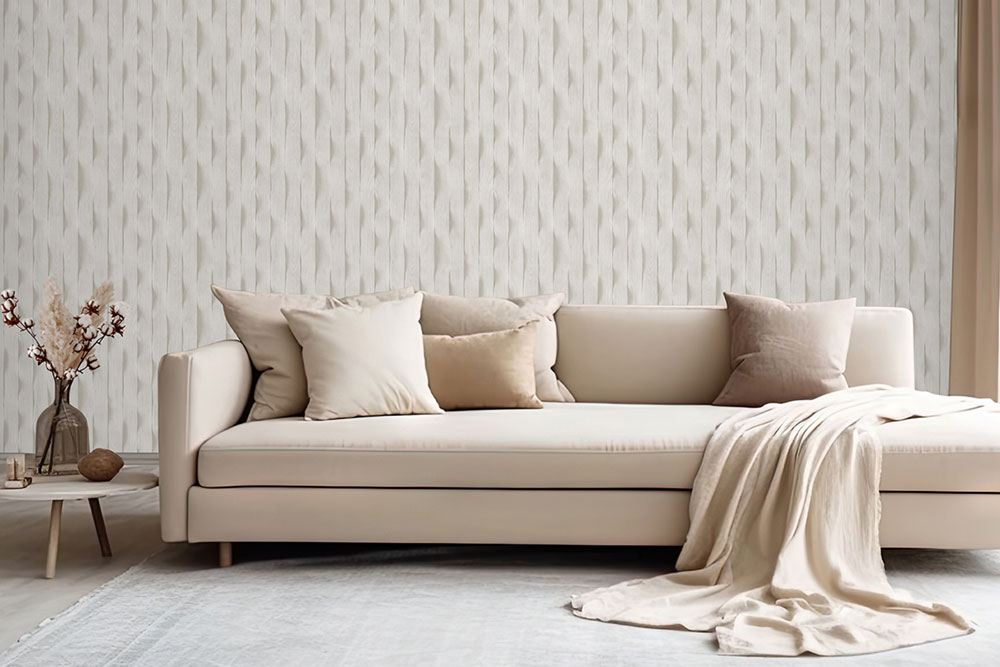 3D-Tapete in grau-weißer Holzpaneel-Optik mit Lamellen, M75609, Brut, Ugépa