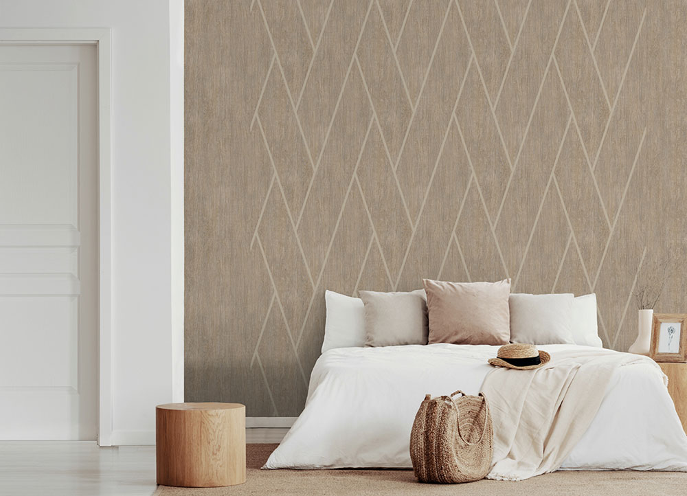 Geometrische Tapete in Braun mit Holzstruktur, M75708, Brut, Ugépa