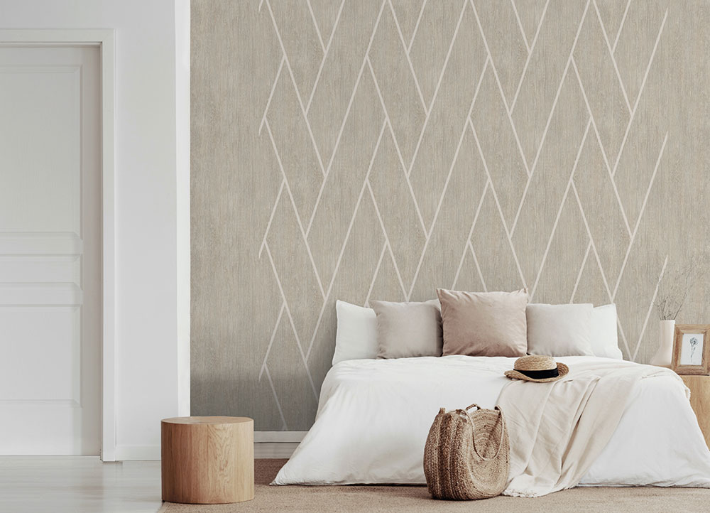 Geometrische Tapete in Beige mit Holzstruktur, M75717, Brut, Ugépa