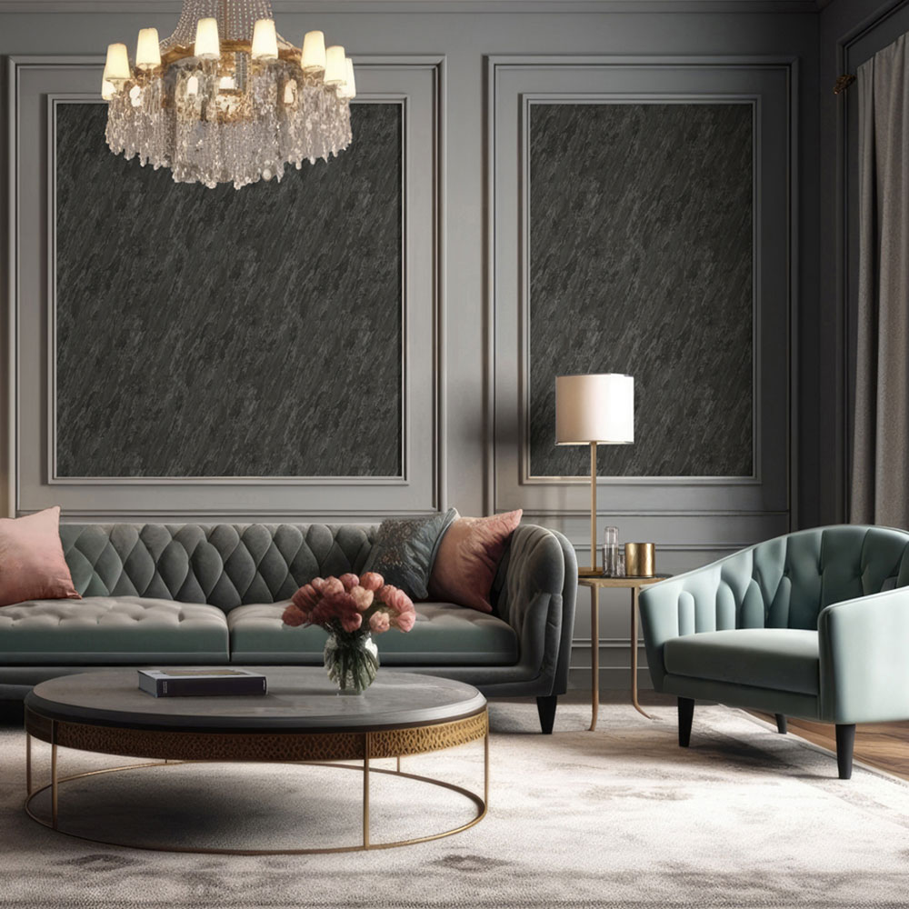 Luxustapete, schwarz-silber, Stuck, M66329, Venezia, Ugépa