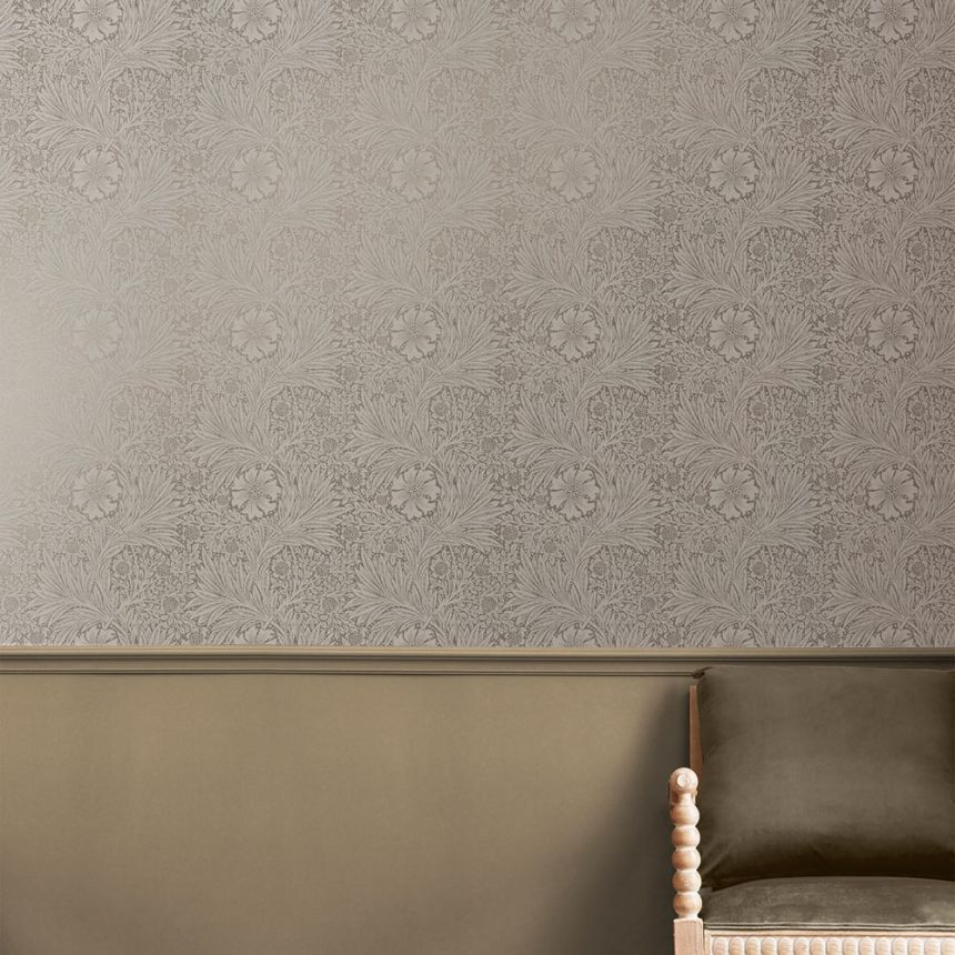 Vliestapete, graubeige, Blumen, Blätter, 124257, William Morris At Home