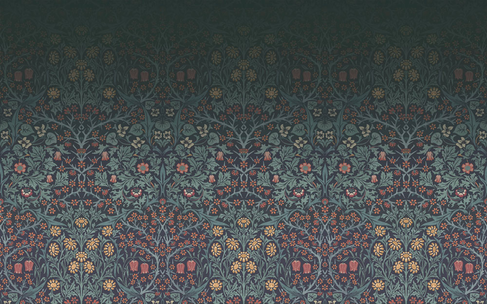 Vlies-Fototapete, blau, Blumen, Vögel, 125328, William Morris At Home