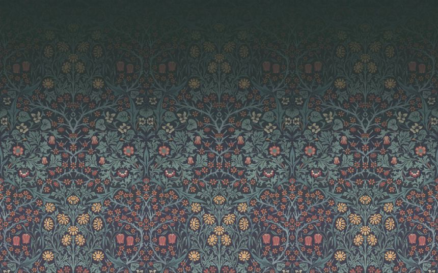 Vlies-Fototapete, blau, Blumen, Vögel, 125328, William Morris At Home