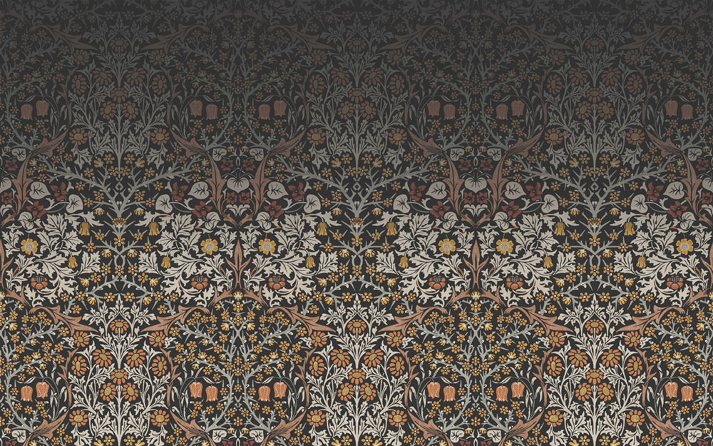 Vlies-Fototapete, grau-schwarz, Blumen, Blätter, 125337, William Morris At Home