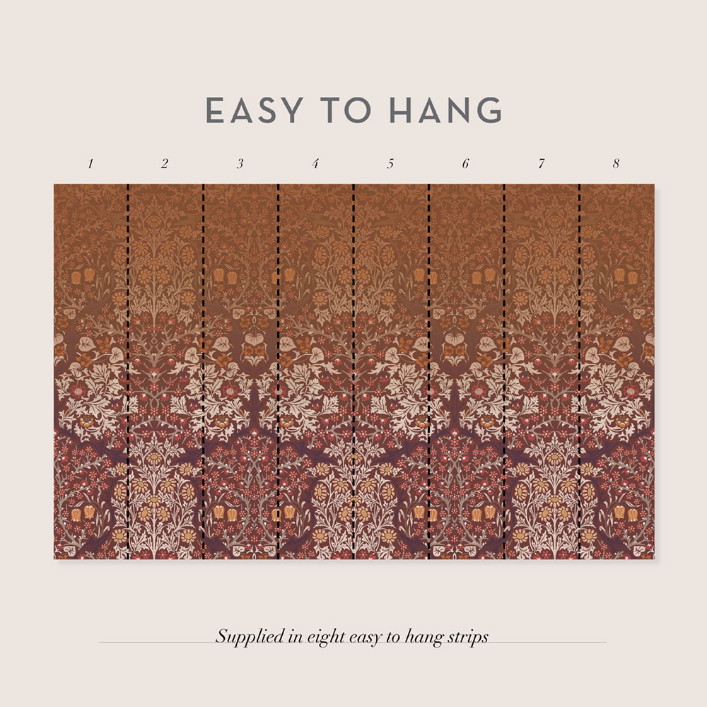 Vlies-Fototapete, rot, Blumen, Blätter, 125346, William Morris At Home