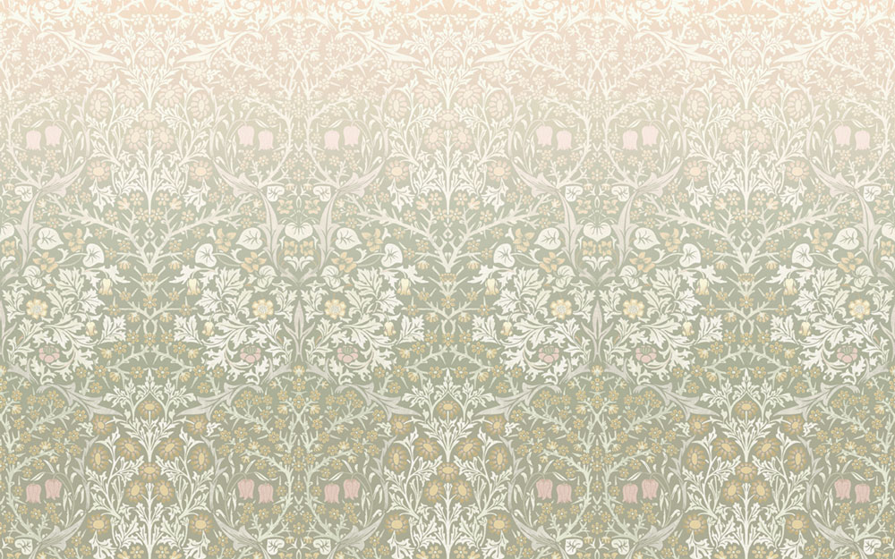 Vlies-Fototapete, grün-rosa, Blumen, Vögel, 125355, William Morris At Home