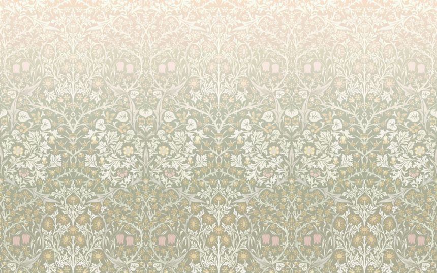 Vlies-Fototapete, grün-rosa, Blumen, Vögel, 125355, William Morris At Home