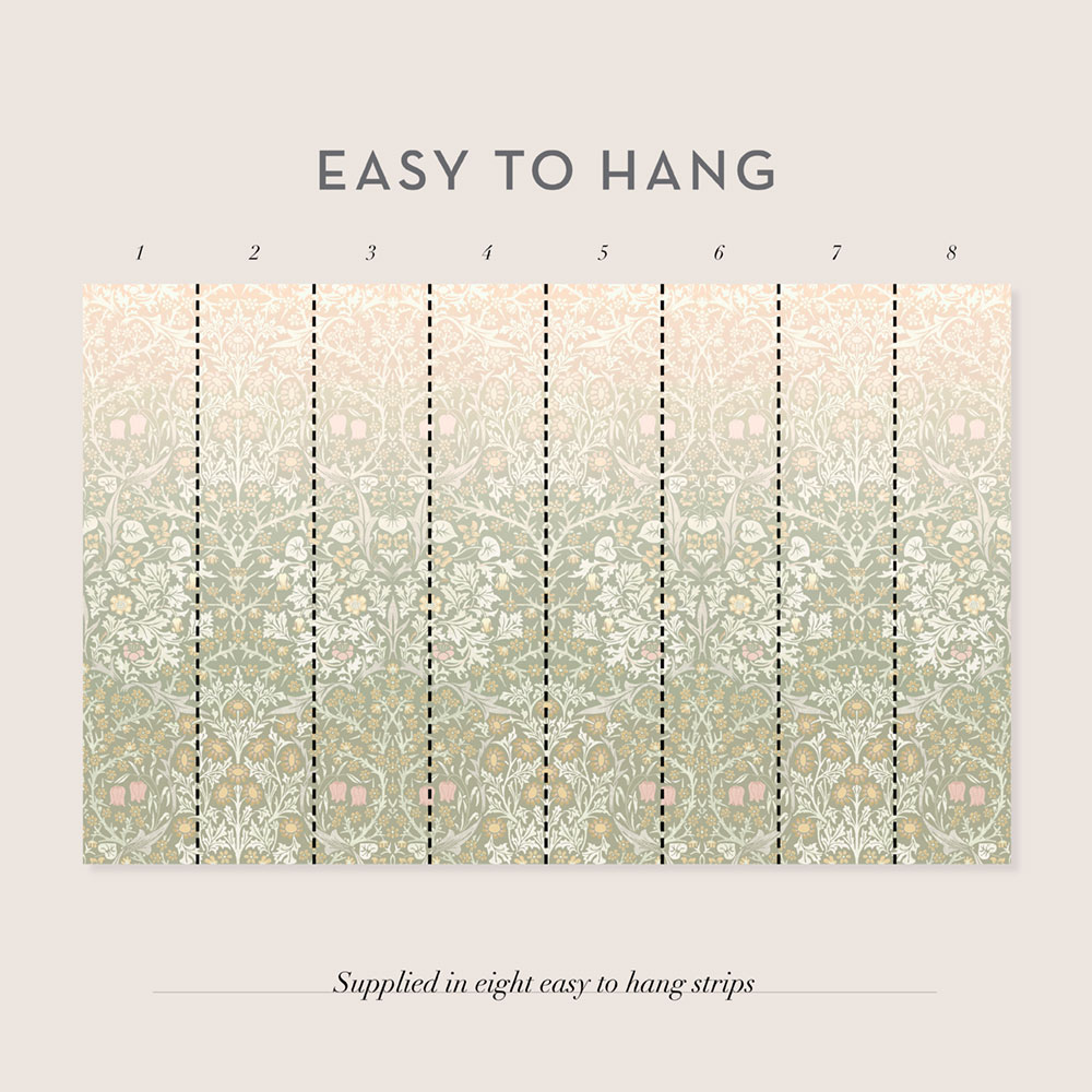 Vlies-Fototapete, grün-rosa, Blumen, Vögel, 125355, William Morris At Home