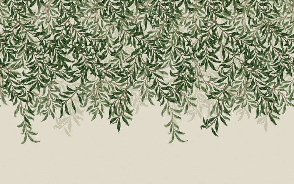 Vlies-Fototapete, grün, Zweige, Blätter, 125364, William Morris At Home