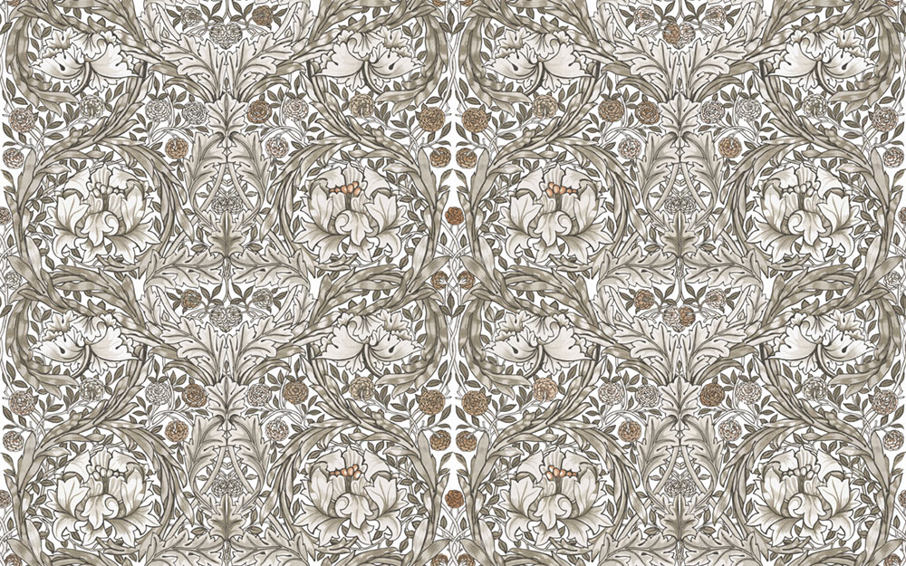 Vlies-Fototapete, graubeige, Blumen, 125409, William Morris At Home