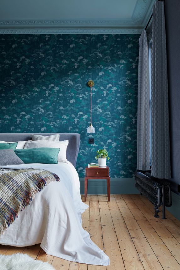 Vliestapete, blau-grün, Pflanzen, Gräse, 124106, Utopia, Graham Brown Premium