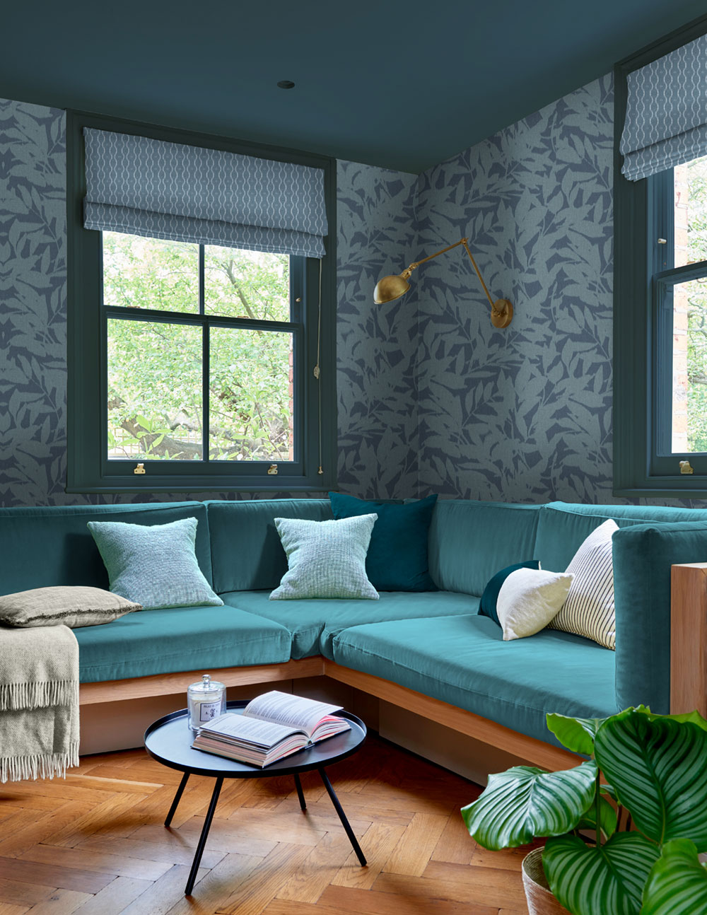 Vliestapete, blau, Blätter, 124147, Utopia, Graham Brown Premium