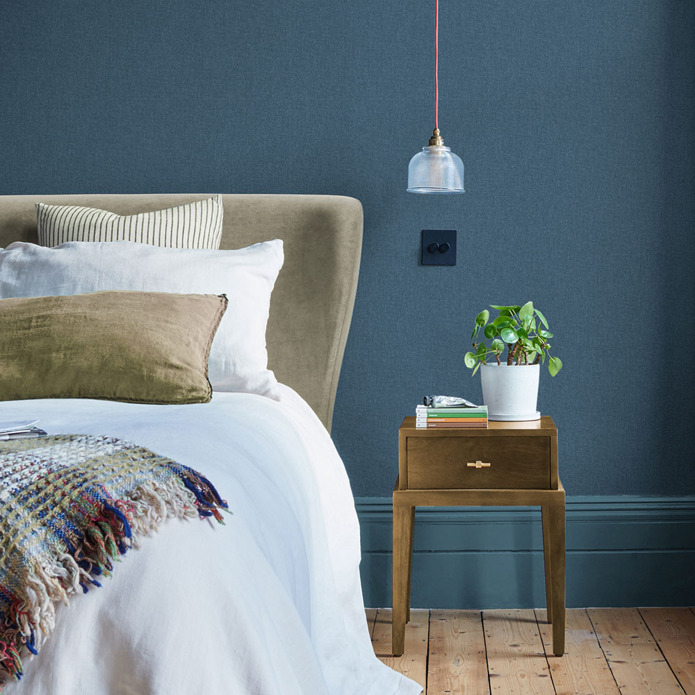 Tapete, blau, Stoffoptik, 124086, Arboretum, Utopia, Graham Brown Premium