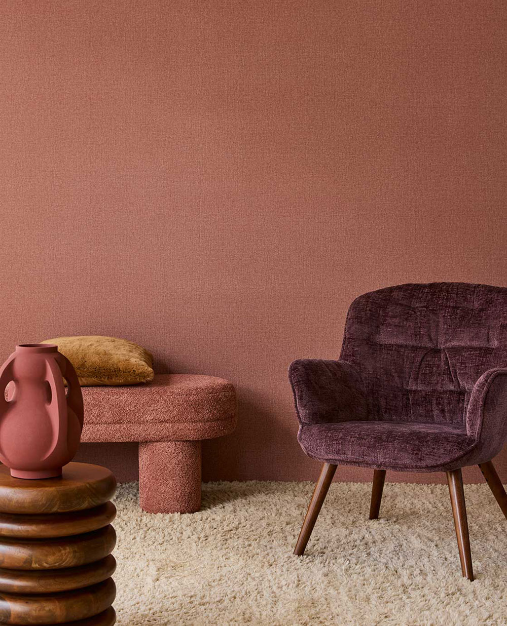 Vliestapete, Terrakottafarbe, Stoffimitat, 340624, Linen Look, Eijffinger