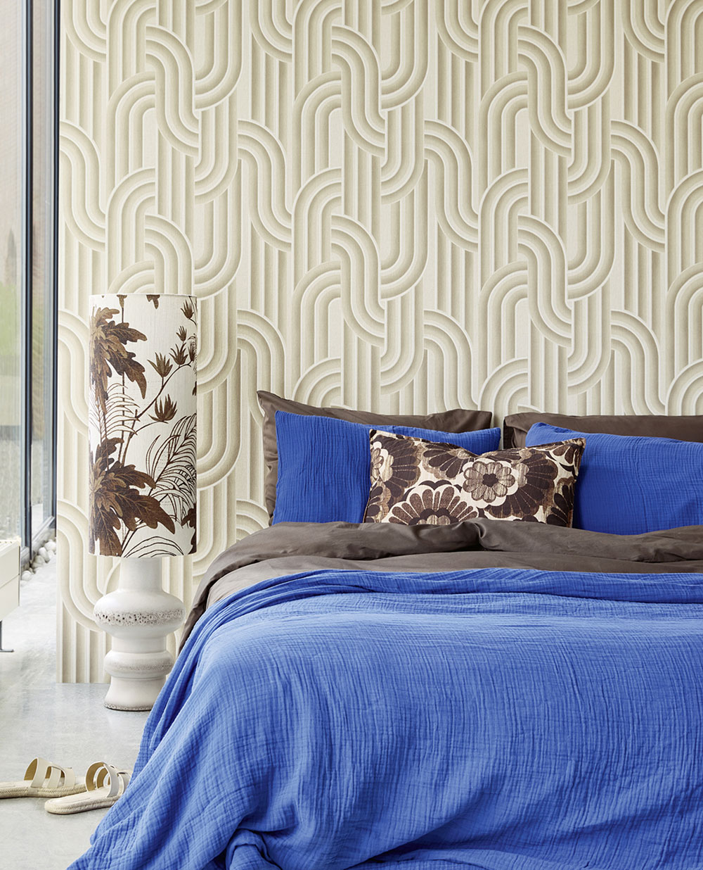 Geometrische Vliestapete, grau-beige, Retro, 340560, Groovy, Eijffinger