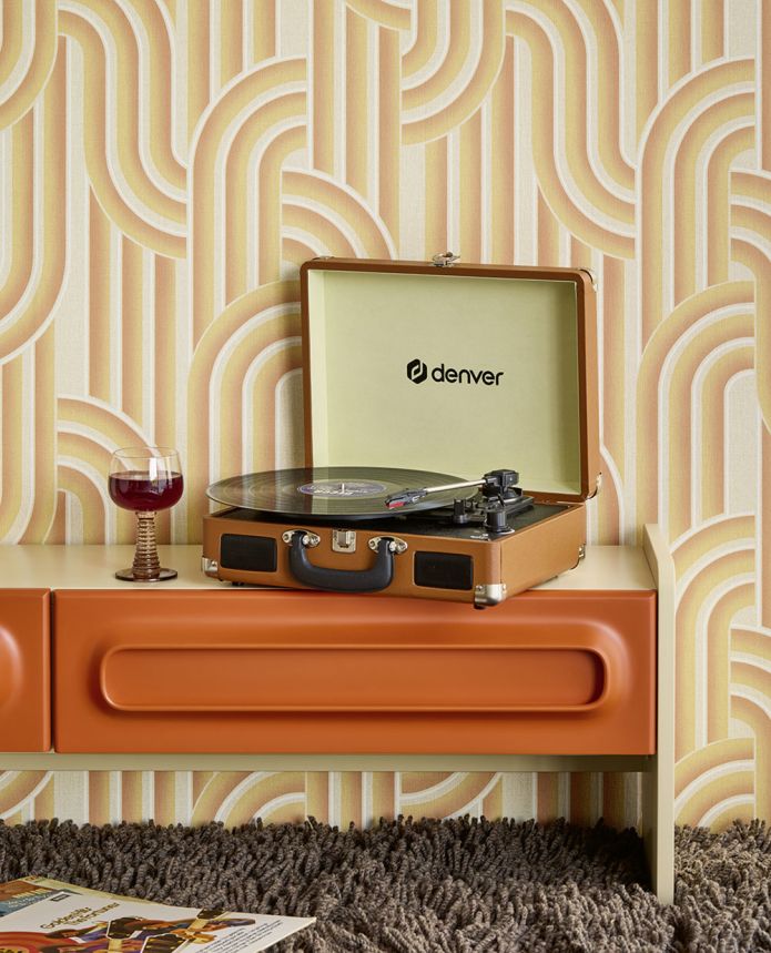 Geometrische Vliestapete, orange-beige, Retro, 340563, Groovy, Eijffinger