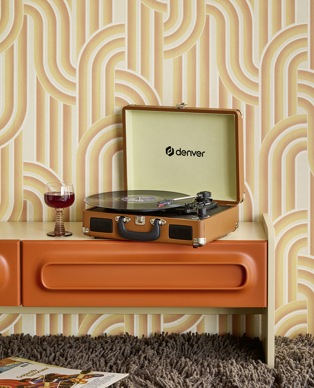 Geometrische Vliestapete, orange-beige, Retro, 340563, Groovy, Eijffinger