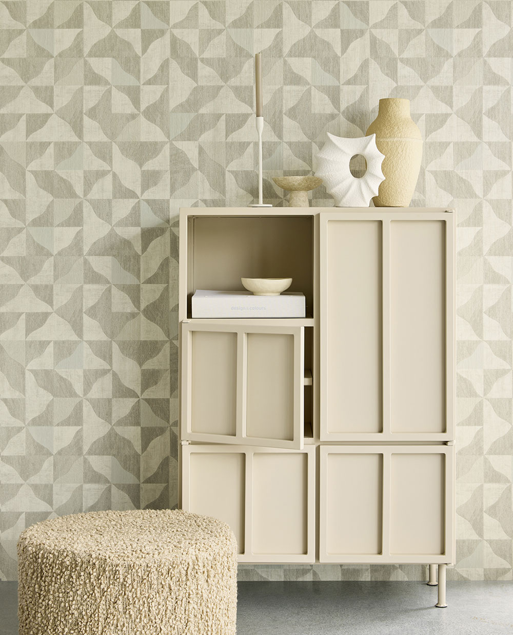 Geometrische Vliestapete, grau-beige, 340321, Sensory Eijffinger