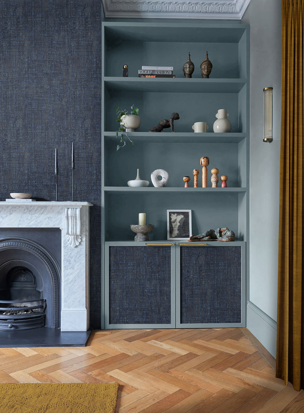 Vliestapete, blau, Strukturimitat, 124139, Element, Graham Brown Premium