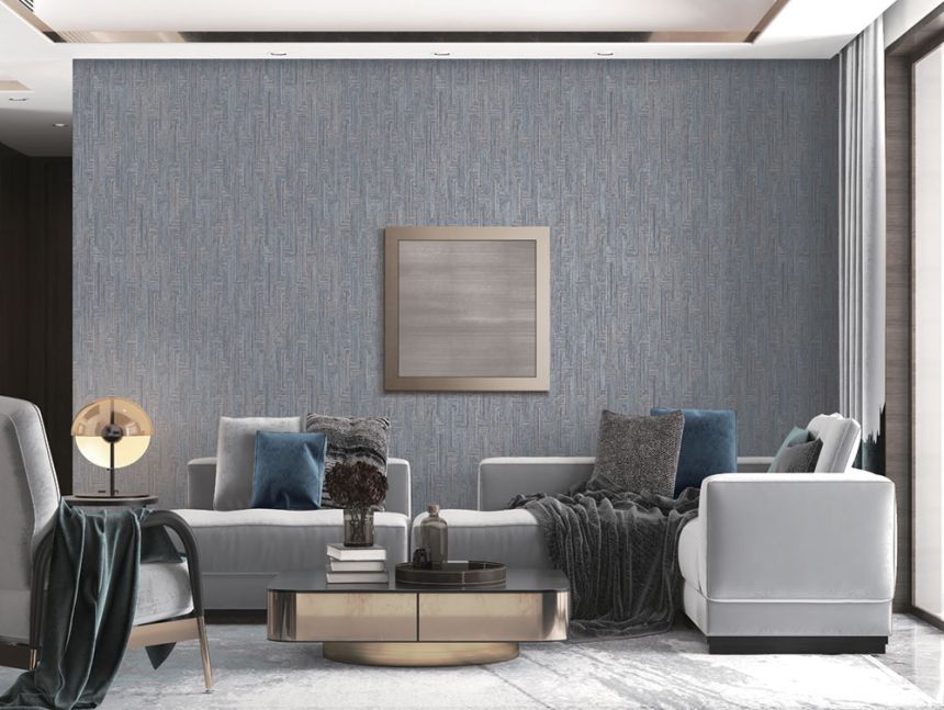 Geometrische Vliestapete, blau-grau, SA524014, Santa Fe, Design ID